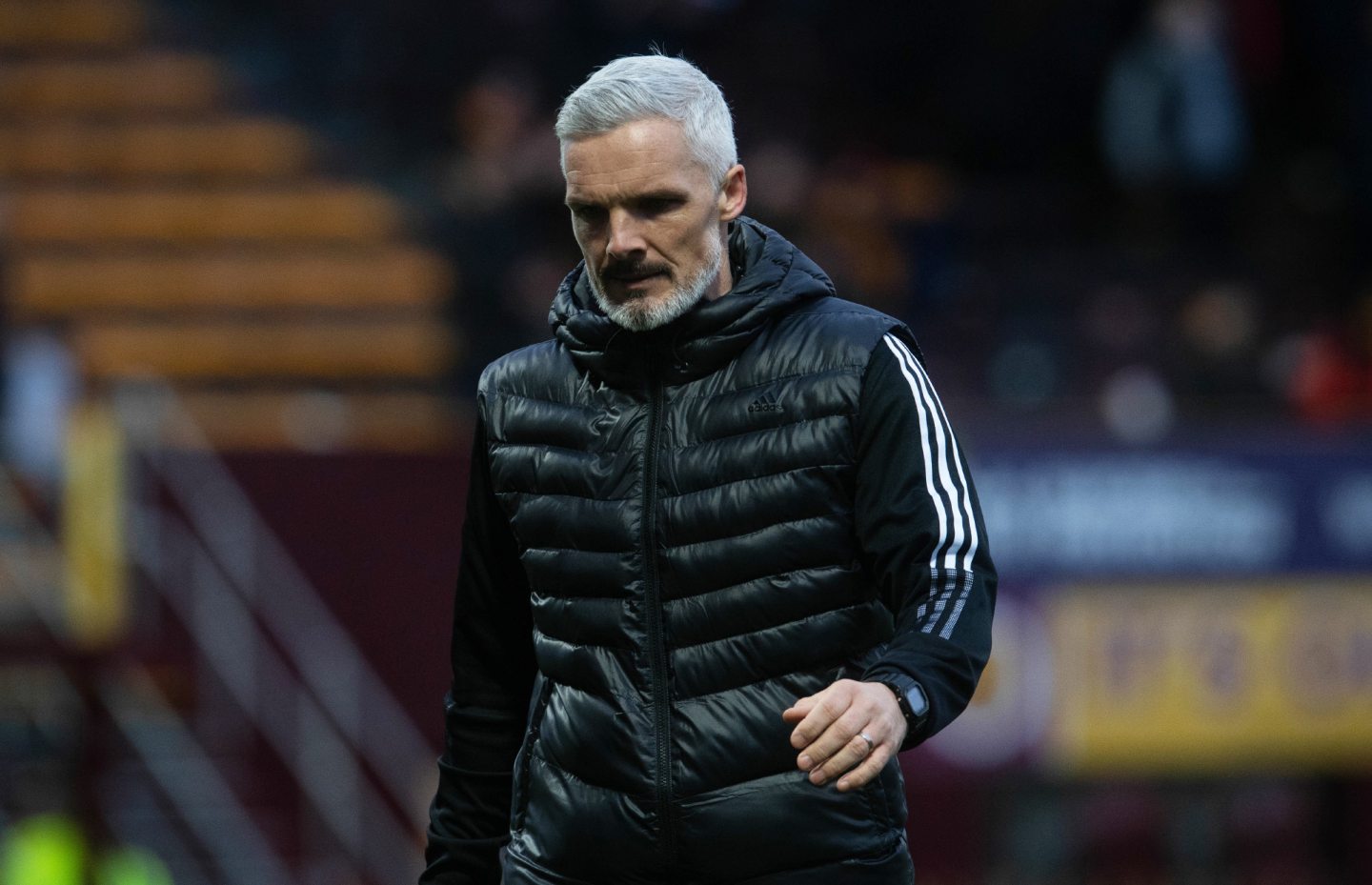Aberdeen Manager Jim Goodwin during the match against Motherwell.