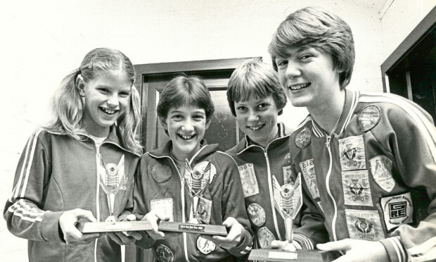 1982: In the picture, from left, are Michelle Cherry, Carolyn Sheehan, Kathleen Madigan and Michelle Dearie with their haul of silver from the English under 13 road relay championship at Banbury.