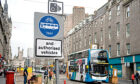 The bus gate on Union Street means all non-permitted vehicles will face a fine if they go through it. Photograph by Wullie Marr, July 2021.