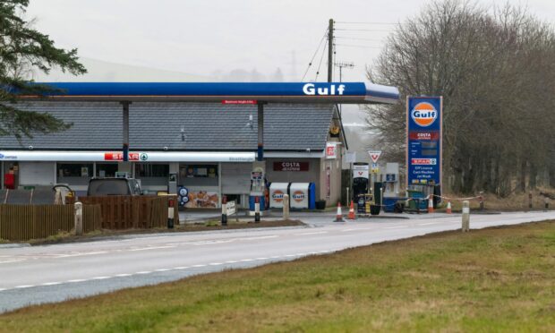Emergency services were called to the petrol station in Huntly early yesterday morning.