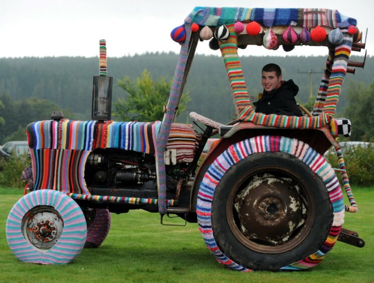 Mark Beattie with the Knit 1 Plough 1 at Easter Anguston Farm in Peterculter. Photo: Jim Irvine.