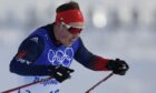 Britain's Andrew Musgrave competes during the men's weather-shortened 50km mass start free cross-country skiing competition.