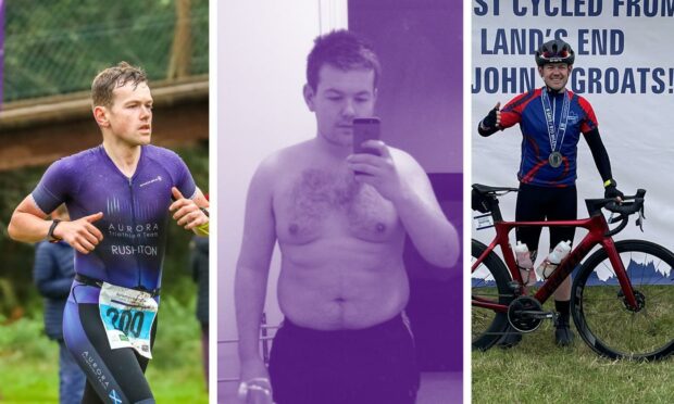 Ben Rushton went from takeaways and microwaved meals, to landing a spot on the Great Britain triathlon team. Picture on left taken by Kenny Girvan.