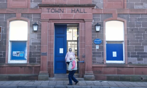 Stonehaven Town Hall, which is being used as a Covid vaccination centre. Picture by Chris Sumner/ DCT Media