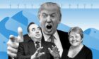 Donald Trump with Alex Salmond and Aberdeenshire councillor Anne Stirling
