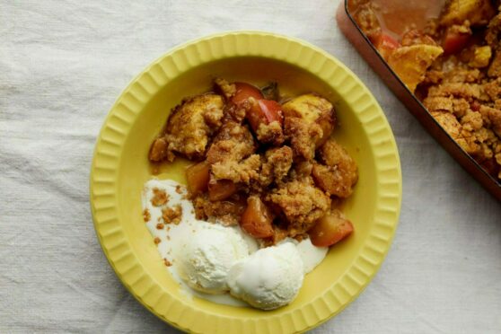 Plantain and apple crumble.