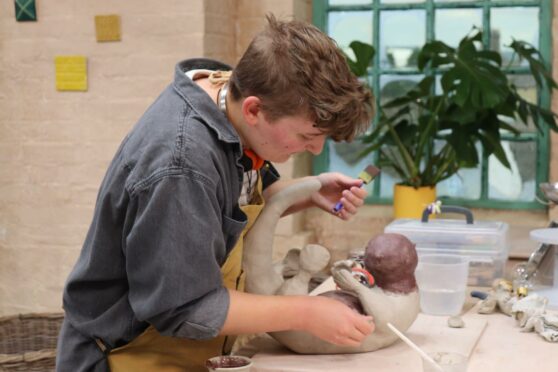 Aberdeen creative AJ Simpson competes in wildlife week of The Great Pottery Throw Down .