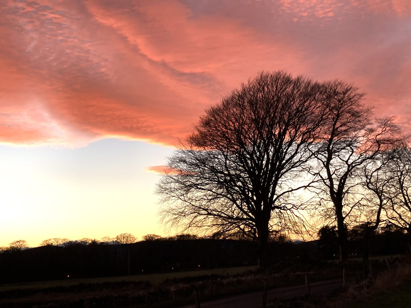 The Sunset sky in Westhill.