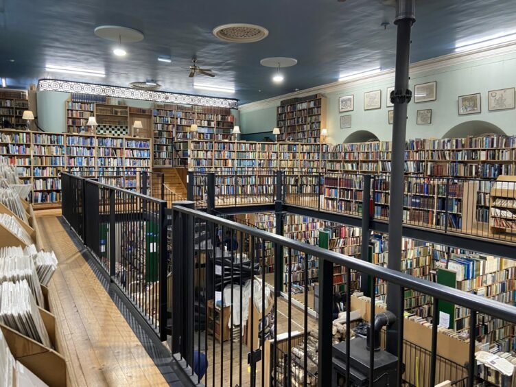Inside Leakey's Bookshop.