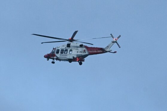A kayaker was rescued near Portessie and airlifted to hospital. Picture by Jason Hedges.