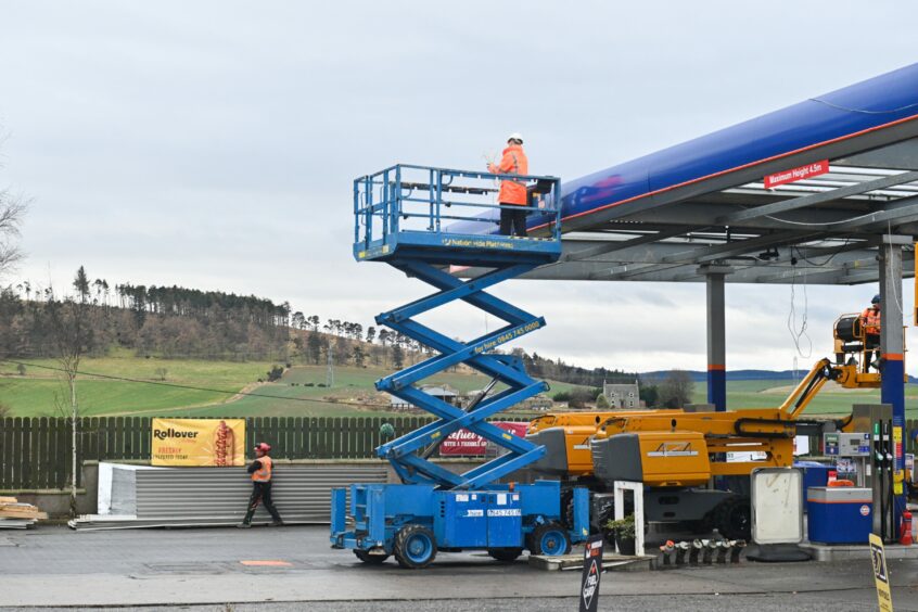 Work ongoing at the Huntly A96 petrol station. Photos: Jason Hedges/DCT Media