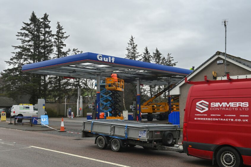 Work ongoing at the Huntly A96 petrol station. Photos: Jason Hedges/DCT Media