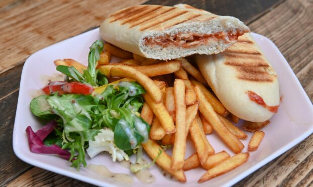 Chicken and barbecue sauce panini.