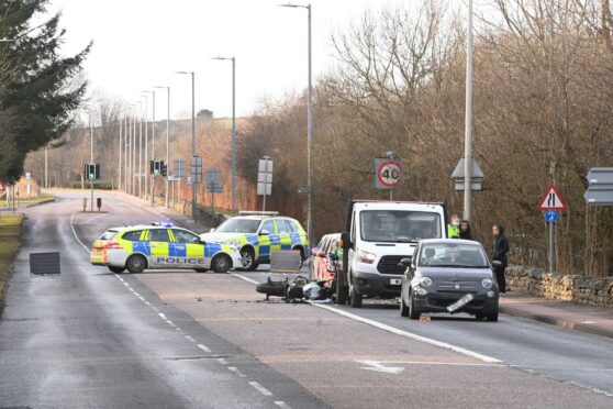 Skene Road in Aberdeen has been shut following a three-vehicle crash