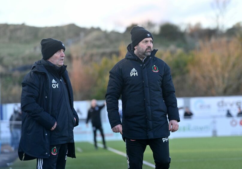 Cove Rangers management team Gordon Young and Paul Hartley