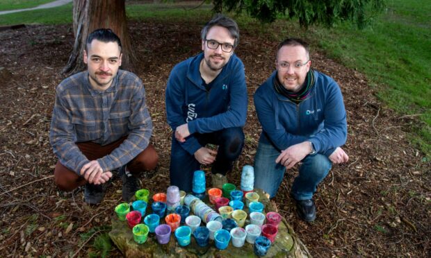 Empowering change: Pictured from left are Ross Bakke, Ben Durack and Daniel Sutherland who are are making planters out of waste plastic.
Picture by Kath Flannery.