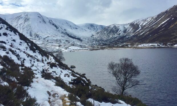 The walkers were stranded during Storm Eunice in Sheilin’ o’ Mark bothy near Loch Muick. Supplied by Alan Rowan.