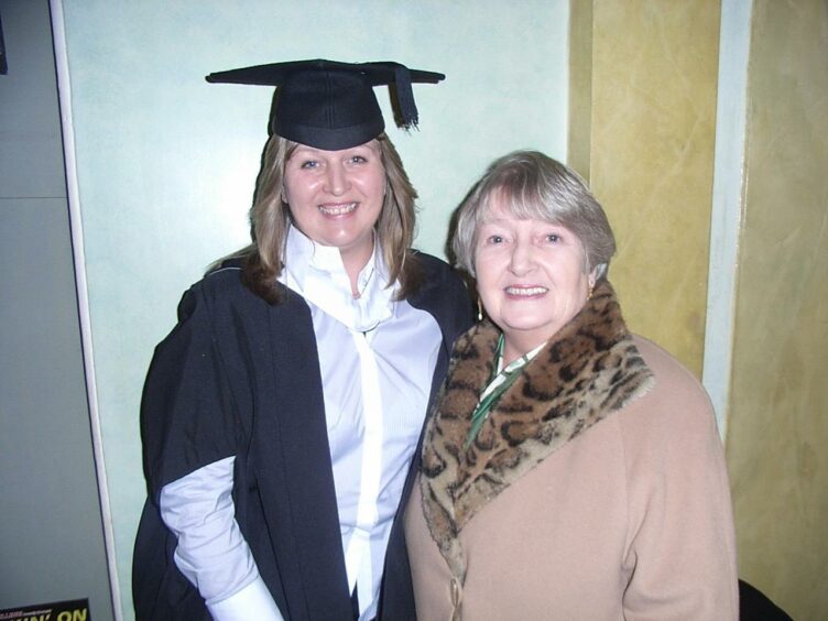 Lucie Cope at her graduation with her mum Nan Ross.
