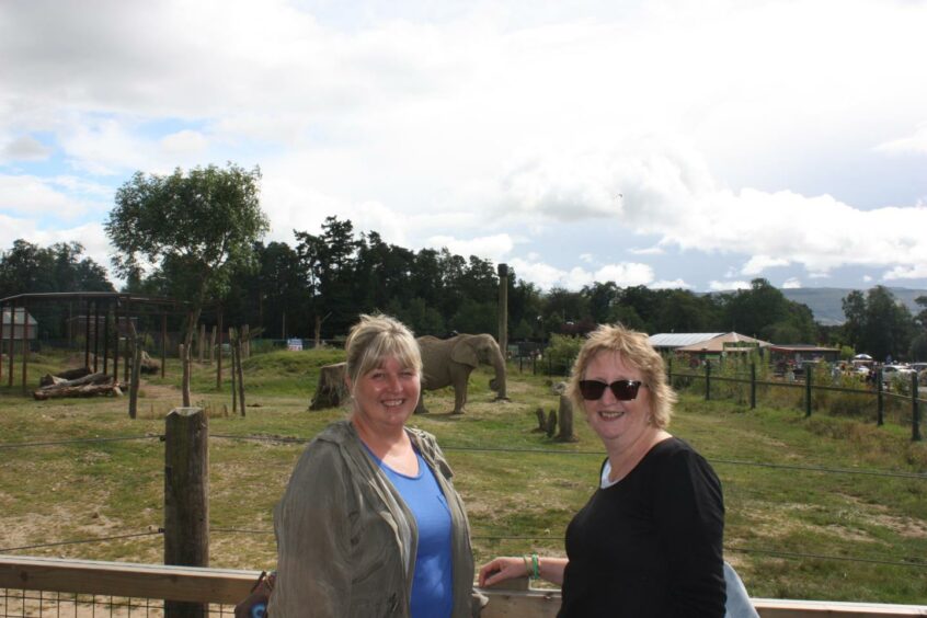 Lucie Cope with her sister Caroline McVey at Blair Drummond Safari Park near Stirling.