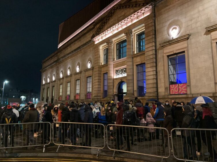 People queued outside Aberdeen Art Gallery. Photo: Katherine Ferries.