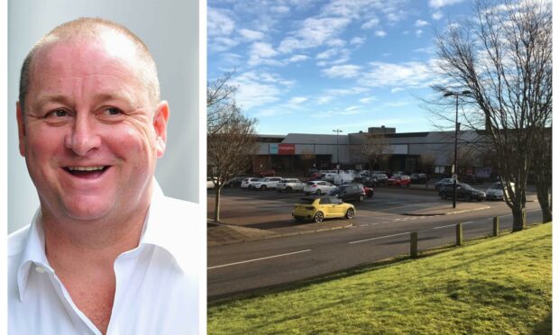 Collage of Mike Ashley and Berryden Retail Park