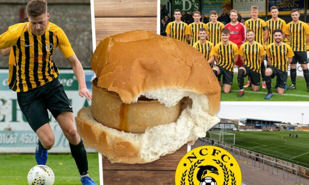 Nairn County FC's pie in a roll.