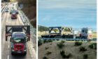 Collage of Orbex rocket launcher on the road on A96.