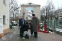 Former Lord Provost Peter Stephen on a visit to Gomel.