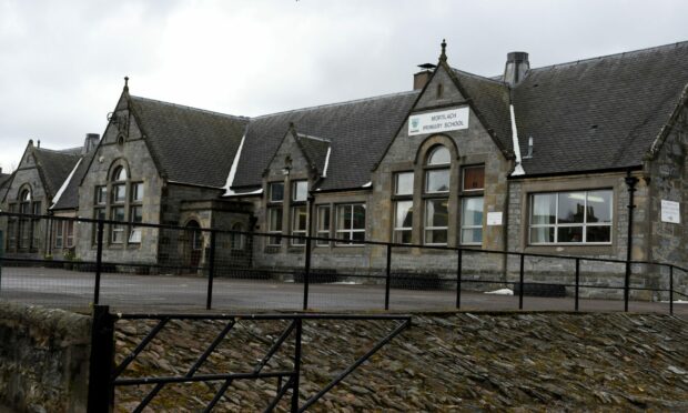 Exterior view of Mortlach Primary School across playground