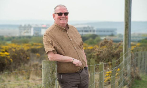 David Stewart who had a melon-sized hernia standing by a fence next to RAF Lossiemouth