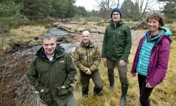 From left: Spey Fishery Board operations manager Duncan Ferguson, head bailiff Richard Whyte, Paul Hughes marketing manager, and Penny Lawson, project officer.