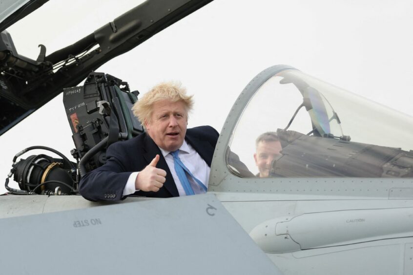 Boris Johnson in Typhoon cockpit. 