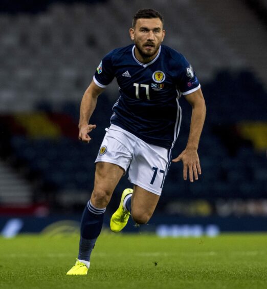 Robert Snodgrass in action for Scotland.