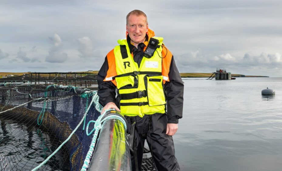 Salmon Scotland chief executive Tavish Scot at a salmon farm.