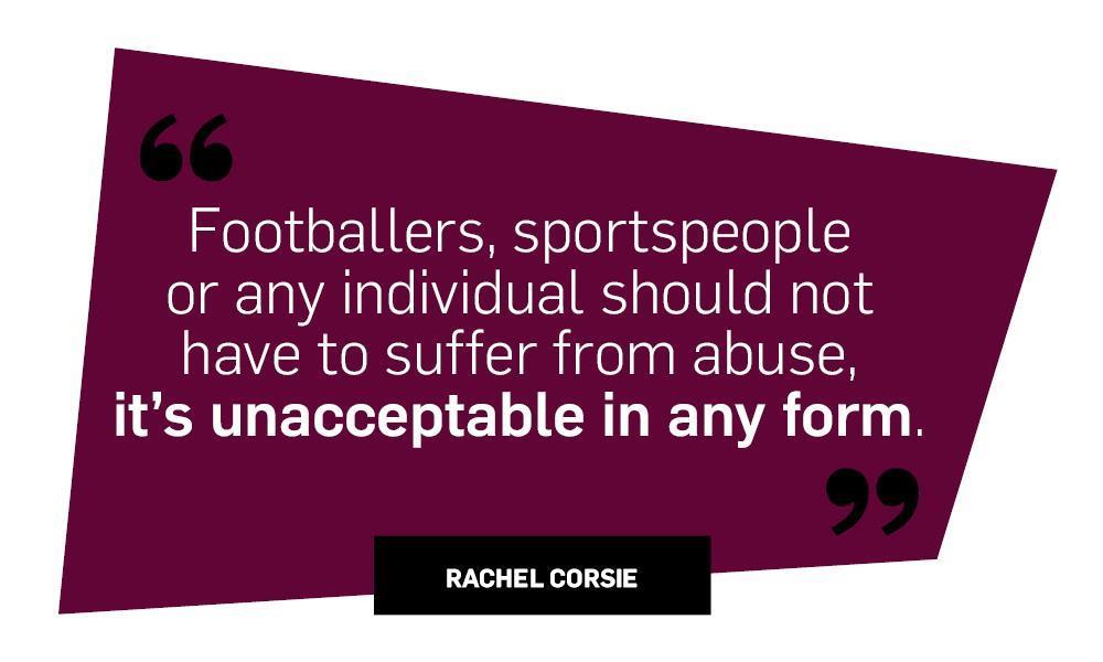 Rachel Corsie quote: "Footballers, sportspeople or any individual should not have to suffer from abuse, it's unacceptable in any form.'