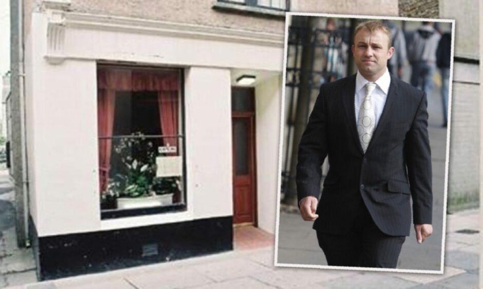 A picture of Michael Ross laid over an image of the Mumutaz restaurant in Kirkwall.