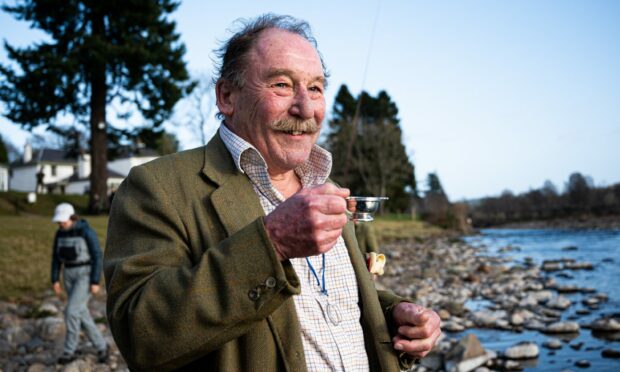 Renowned whisky expert Charles Maclean openes the River Dee salmon season for another year