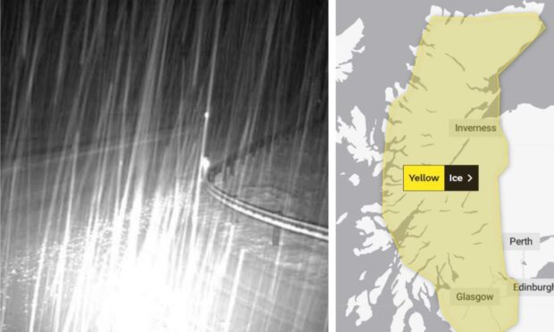 Snow on the A835 Ullapool road at Braemore. Photo: Bear Scotland/Met Office