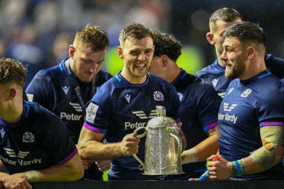Ben White with the Calcutta Cup after his dream debut.