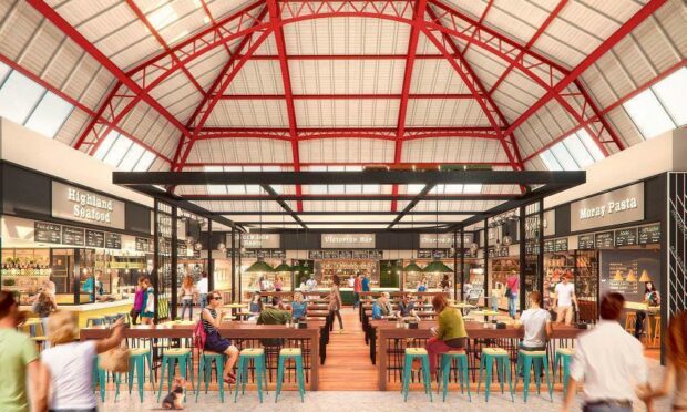 Artist impression of the Victorian Market foodhall. Picture supplied by Highland Council.