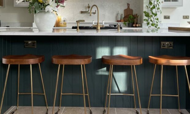 Victoria Metal Kitchen Stool, Natural Elm Wood & Brass, £119, Cult Furniture.