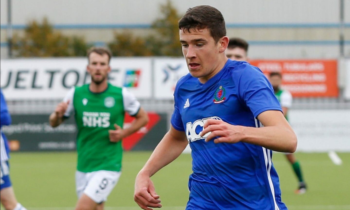 Ross Graham in Betfred Cup action for Cove Rangers against Hibernian.