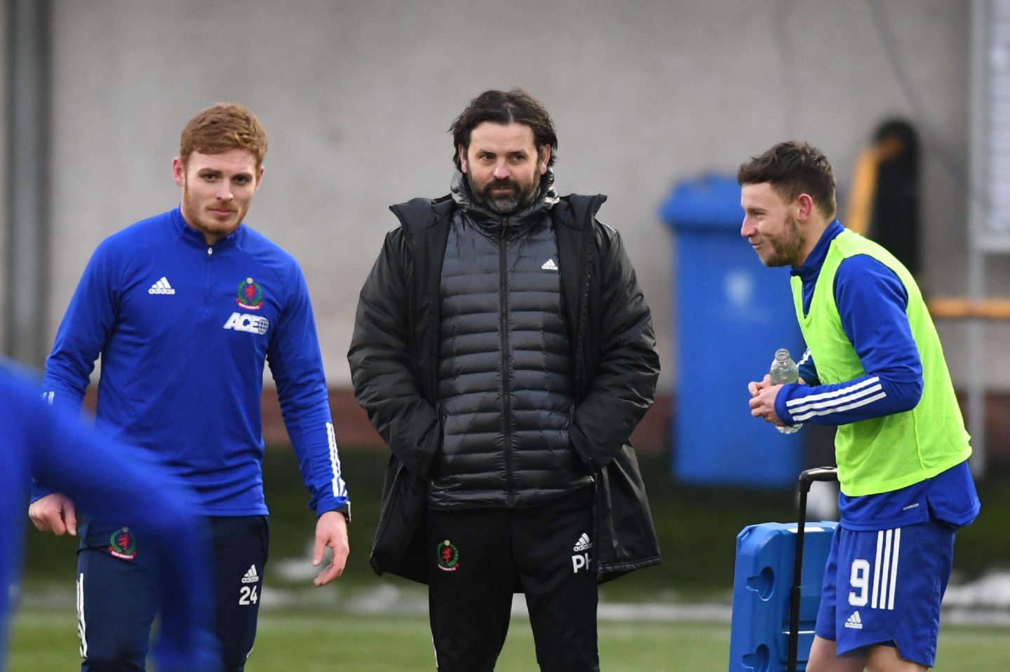 Cove Rangers' Fraser Fyvie, Paul Hartley and Mitch Megginson