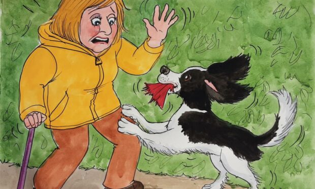 Anyone with a fear of dogs will understand the terror of a pup off the lead (Illustration: Moreen Simpson)