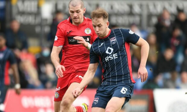 Harry Paton, right, in action against St Mirren.