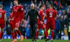 Aberdeen manager Jim Goodwin and his players after the 1-0 loss at Rangers.