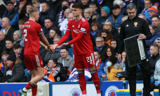 Dante Polvara made his debut for Aberdeen against Rangers at Ibrox.