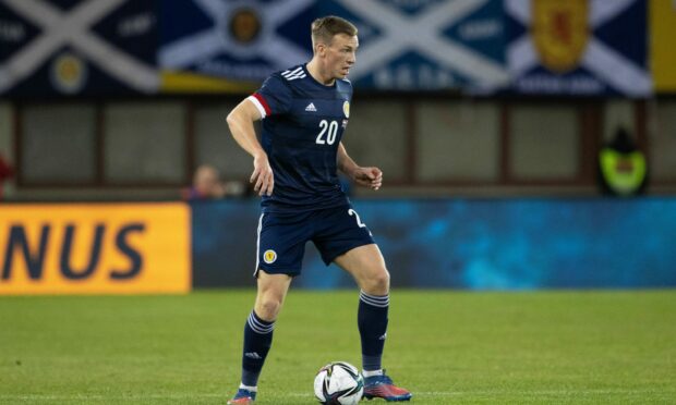 Scotland's Lewis Ferguson in action in the 2-2 draw with Austria. Image: SNS