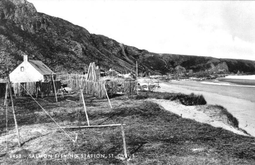 A black and white photo of the salmon bothy. 