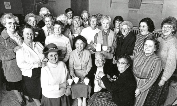 Time for a cuppa after the Garthdee Church Womans Guild bring and buy sale at the church with Mrs Agnes Balgowan pouring for thirsty members under the watchful eye of Mrs Marjory Haddow, President (right).
